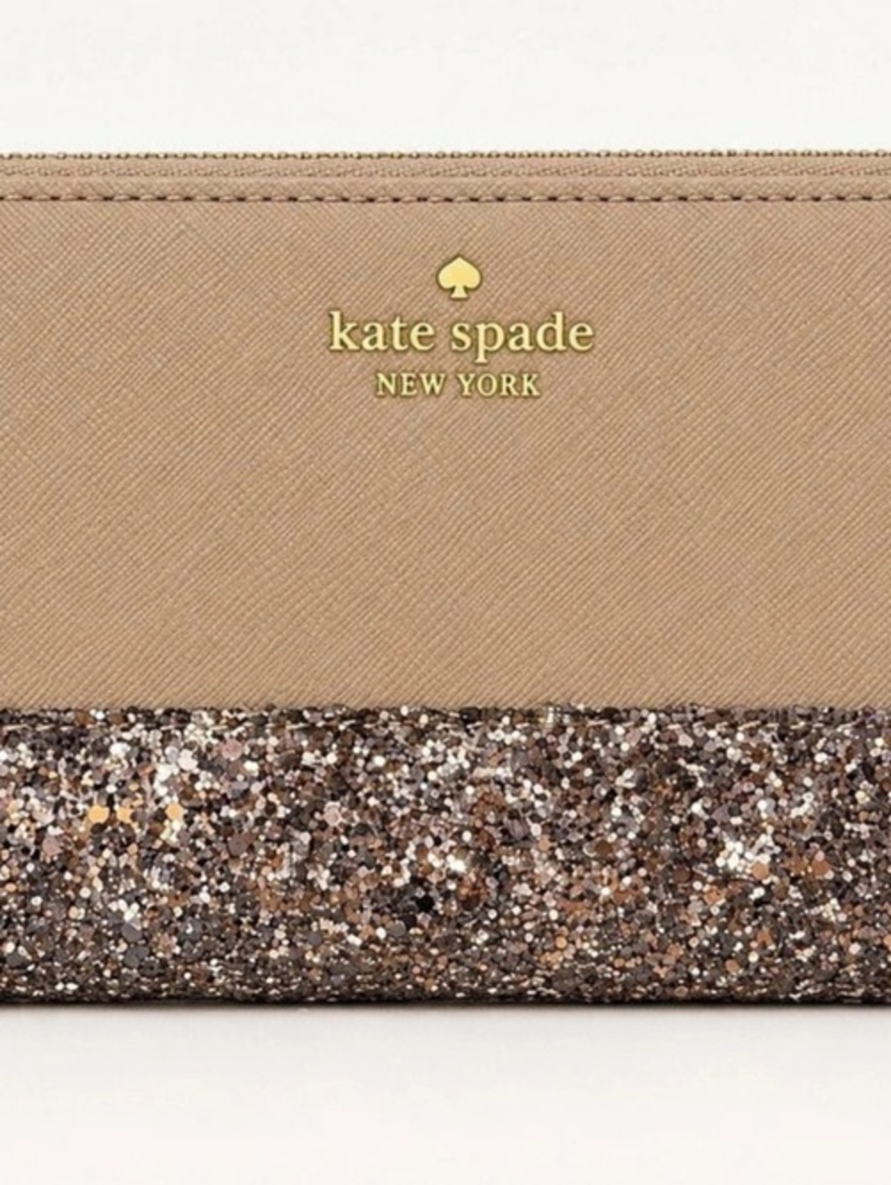 Kate Spade Glitter Wristlet Wallet in Brown & Gold Like New